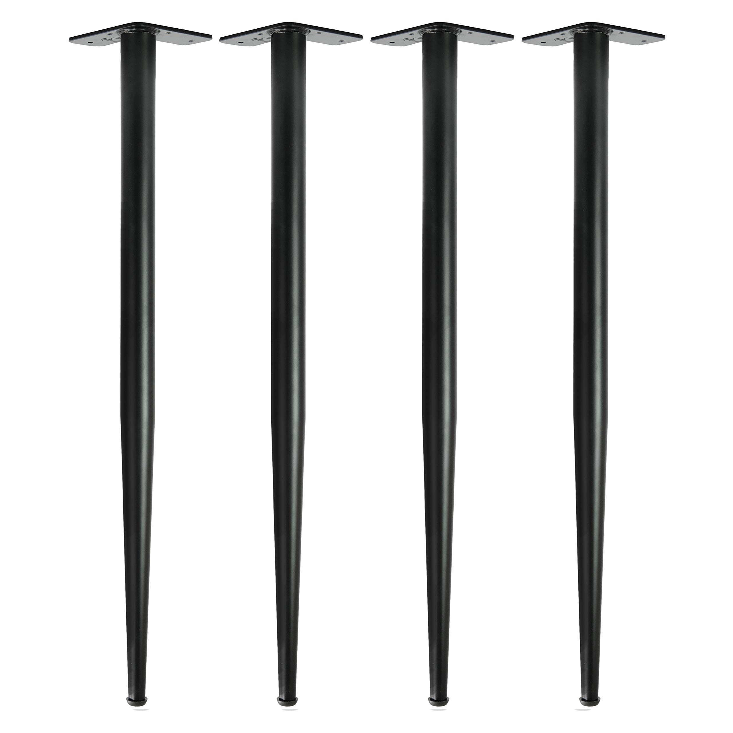 Natural Goods Berlin 4X CONICAL Legs, Patas de Muebles, con Recubrimiento en Polvo, protección del Suelo Regulable en Altura, Bricolaje (Negro, 72cm - Mesa de Comedor/Escritorio)
