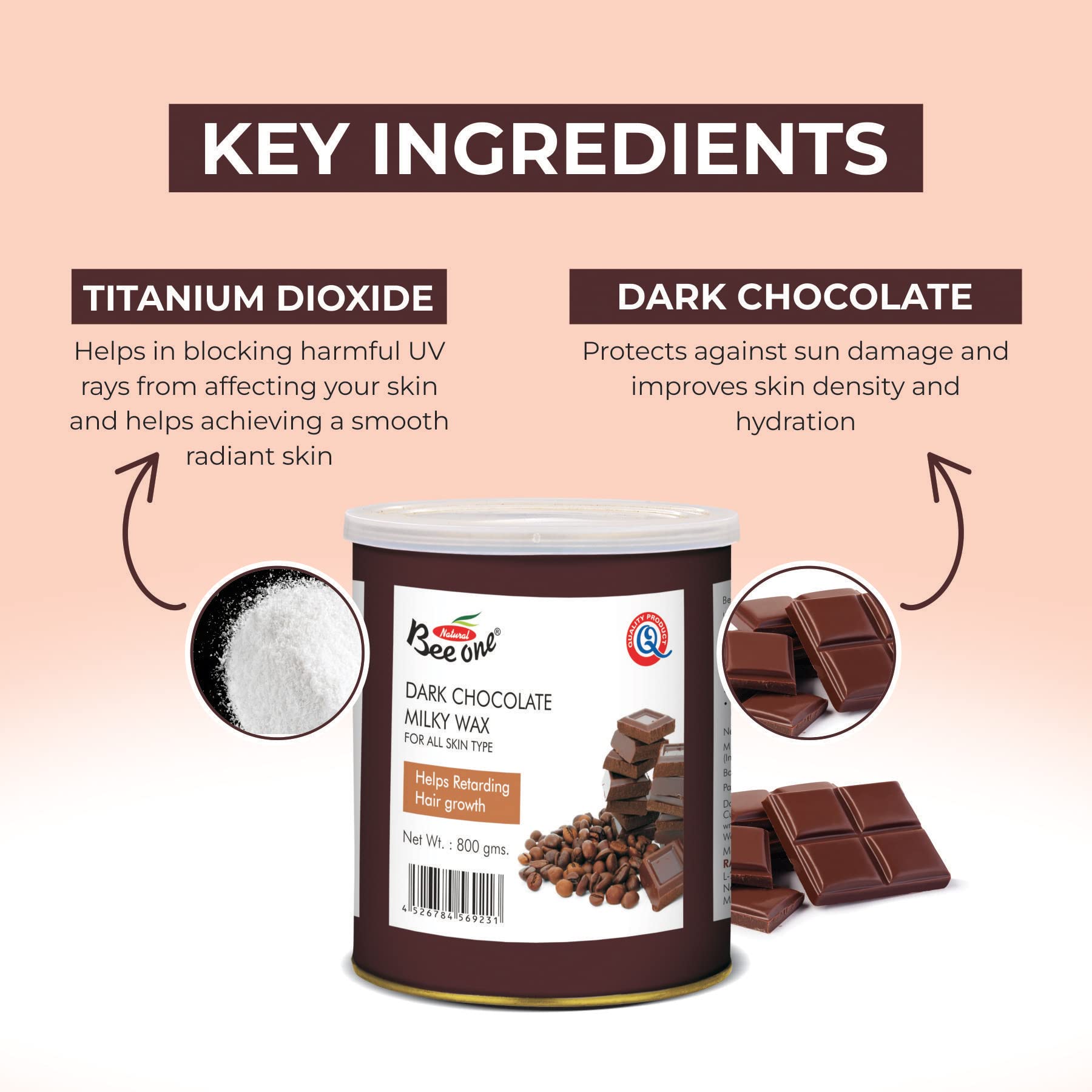 BEE ONE Dark Chocolate Milky Wax, 800g for Painless Hair Removal and Smooth Silky Soft Skin 3