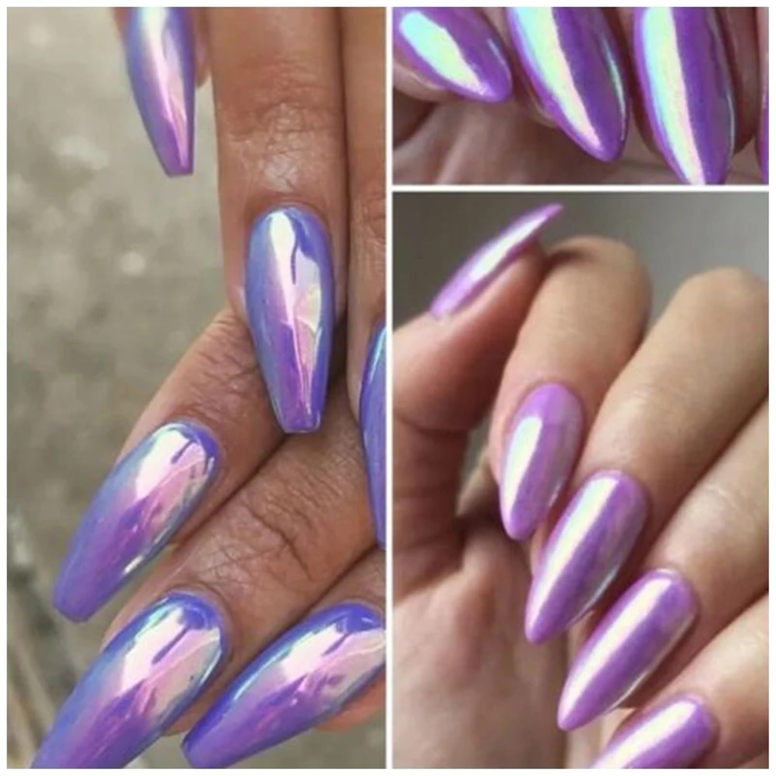 Polvere cromata unghie 12 Griglie Aurora Sirena Perla Shimmer Specchio effetto cromato Polvere for unghie per Manicure