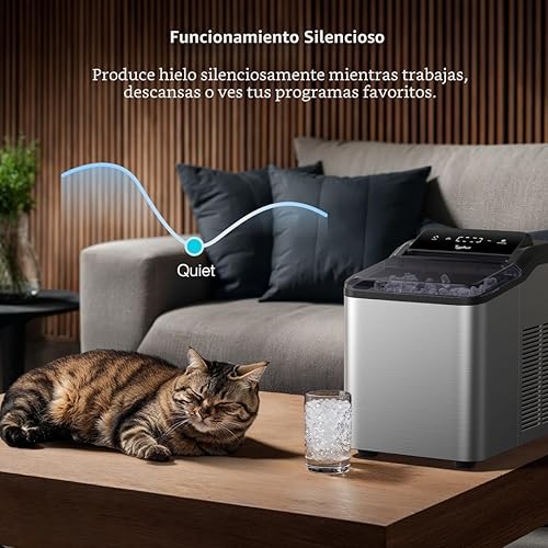 Vista 8 de Typhur Máquina de hielo de pepita rápida con bomba de autolimpieza, máquina de hielo de guijarros triturados de 35 libras/24 horas con hielo