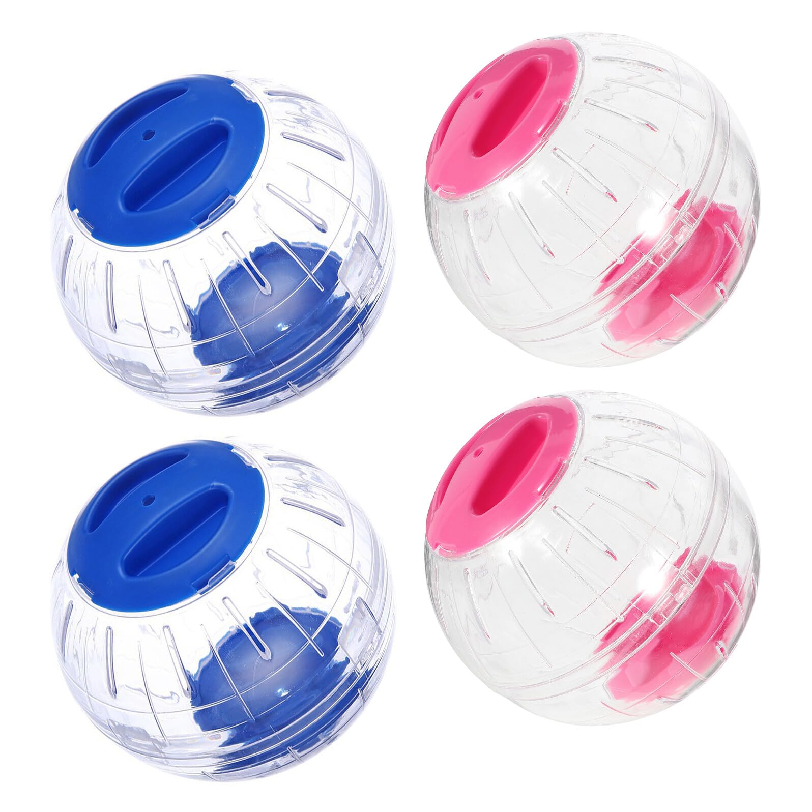 WOONEKY Boule d'exercice Transparente pour Petits Animaux – Lot de 4 – Roue Silencieuse et Sécurisée pour Hamster Gerbille Souris – d'Activité Portable pour Cage et Extérieur