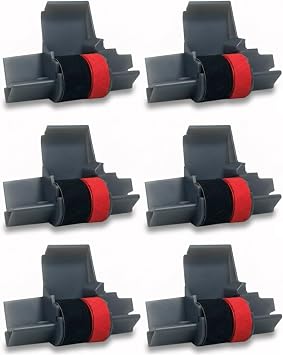 IR-40T x [6 Pack] Black and Red Ink Roller Ribbon Cartridge Replacement IR40TCompatible with Canon P23-DH V, Casio HR-100TM, HR-150TM, Sharp EL-1750V, EL-1801V, Citizen CP-13 Calculator 6 Pack