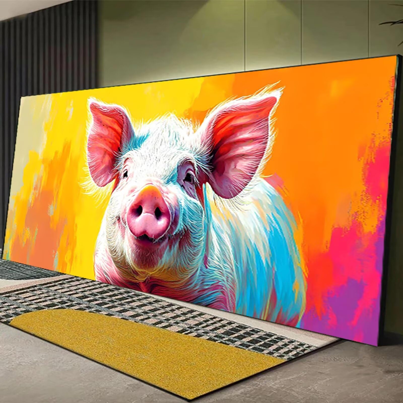 Malen nach Zahlen Kinder Tier Malen Nach Zahlen Erwachsene, Geschenke für Mädchen Junge Bastelset Set, Malen nach Zahlen Schwein | Malen nach Zahlen Ohne Rahmen, (60x120cm) Bastelset Erwachsene 8-Q