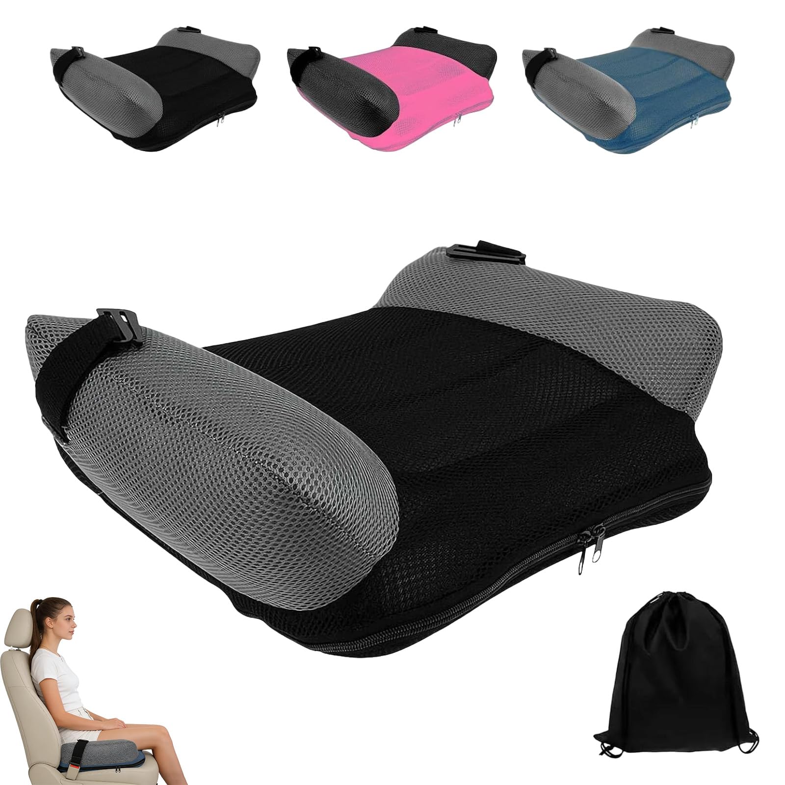 Générique Siege Auto Gonflable,Rehausseur Gonflable pour Voiture Confortable Et Portable sans Dossier,Siège Auto Rehausseur pour Maison Voyage Salle à Manger (Black)