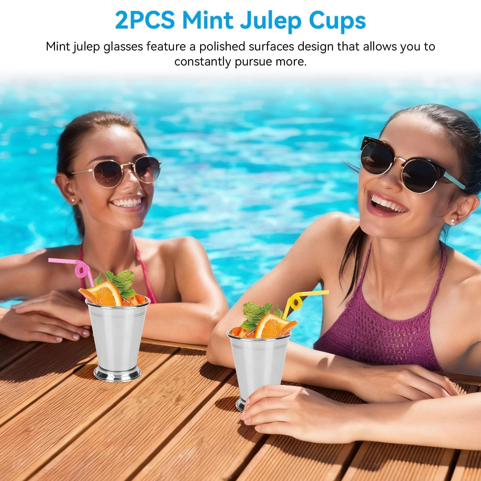 Tazze julep di menta, 2 pezzi da 400 ml di bicchieri classici in acciaio inossidabile bicchieri da cocktail bevande in vetro tazza di birra in vetro per succo bevanda