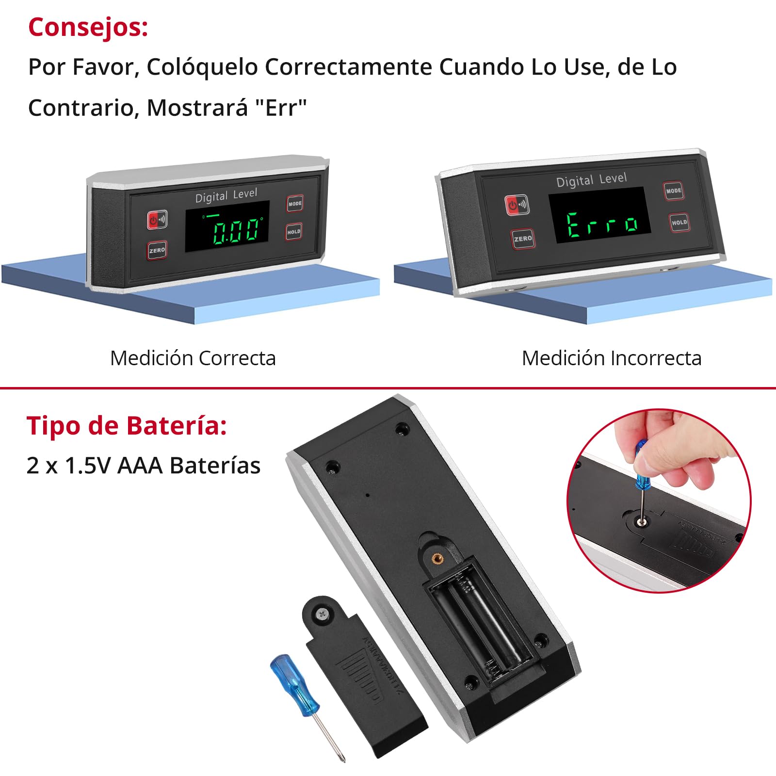 XUNTOP Inclinómetro Digital con Base Magnética con Ranura en V Buscador de Ángulo de 4 ×90 ° IP65 Impermeable Transportador de Ángulo Digital Aleación de Aluminio con 4 Unidades °% mm/m IN/FT