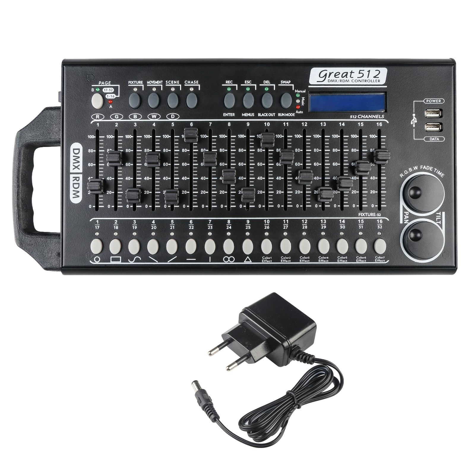 Dmx Controll Lichtmischpult Dmx Controller 512 Kanäle Dmx Konsole, Lichtmixer Dmx 512 Controller Musikgesteuert Lichtpult Eingebaut Programm und RDM Dip Funktion, Dmx Pult Partylicht Dmx Controler