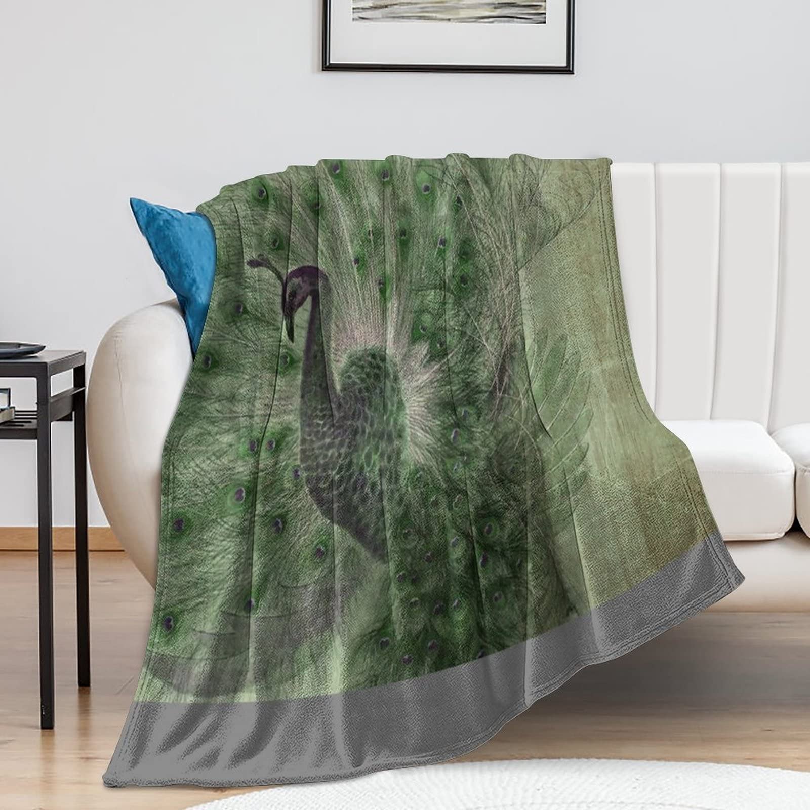 Couverture polaire en peluche paon au fini soyeux et toucher d'exception