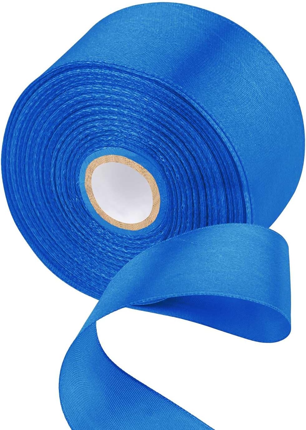 1-1/2 inch Blue Ribbon for Gift Wrapping, Satin Fabric Ribbon for Crafts, Christmas Tree, Valentines, Bows Bouquet, Floral, Hair Birthday Decoration 25 Yards - Image 6