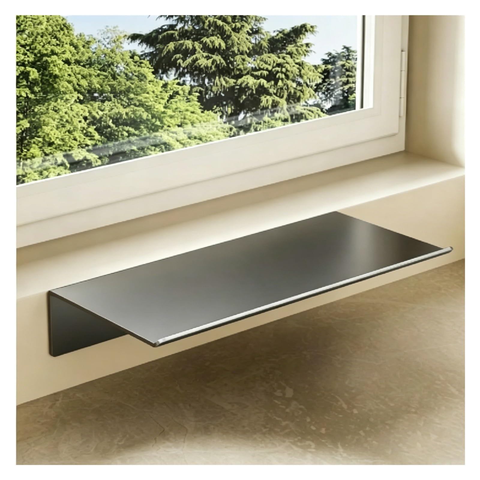 CHZDPP Stainless Steel Window Sill Extender Plate, No Drill Windowsill Extension for Kitchen Storage/Spice Jars, Multi-Purpose Countertop Extension(Gray,40cm/15.7in)