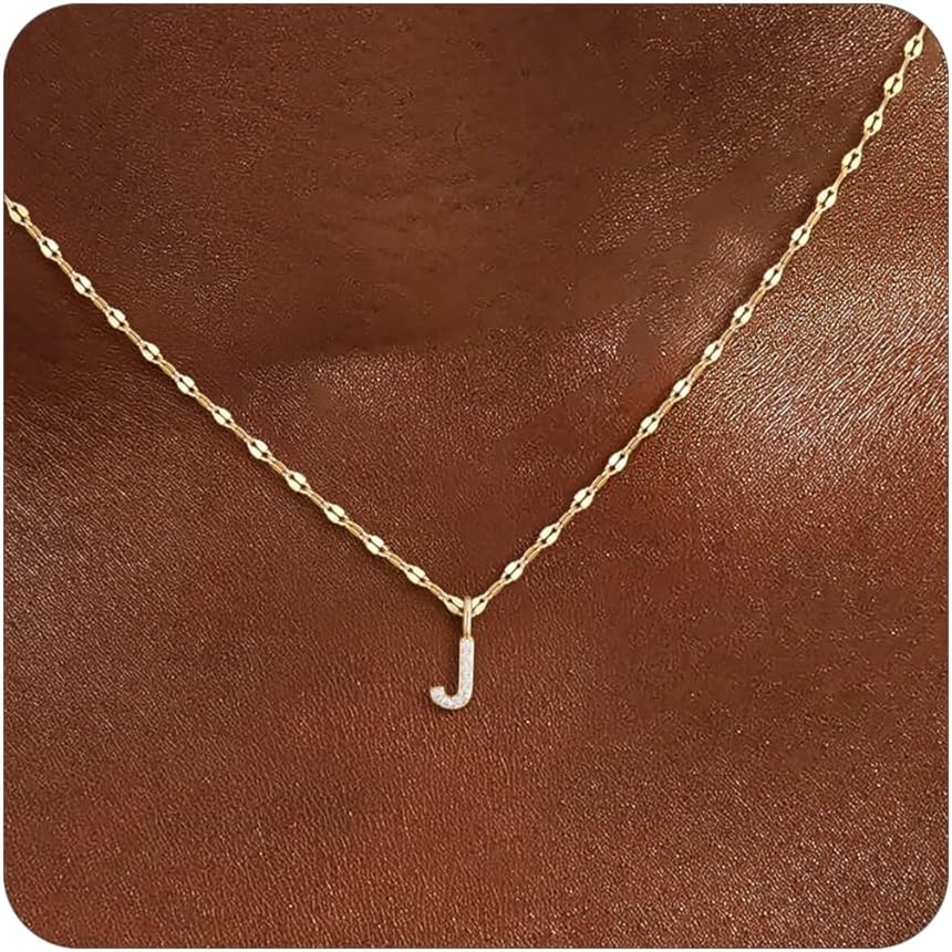 Initial Necklaces for Women,14K Gold Plated Necklaces, A-Z Letter Pendant Charm Necklace Trendy Dainty Hypoallergenic CZ Custom Personalized Name Necklace Gold Jewelry Birthday Christmas Gift for Her