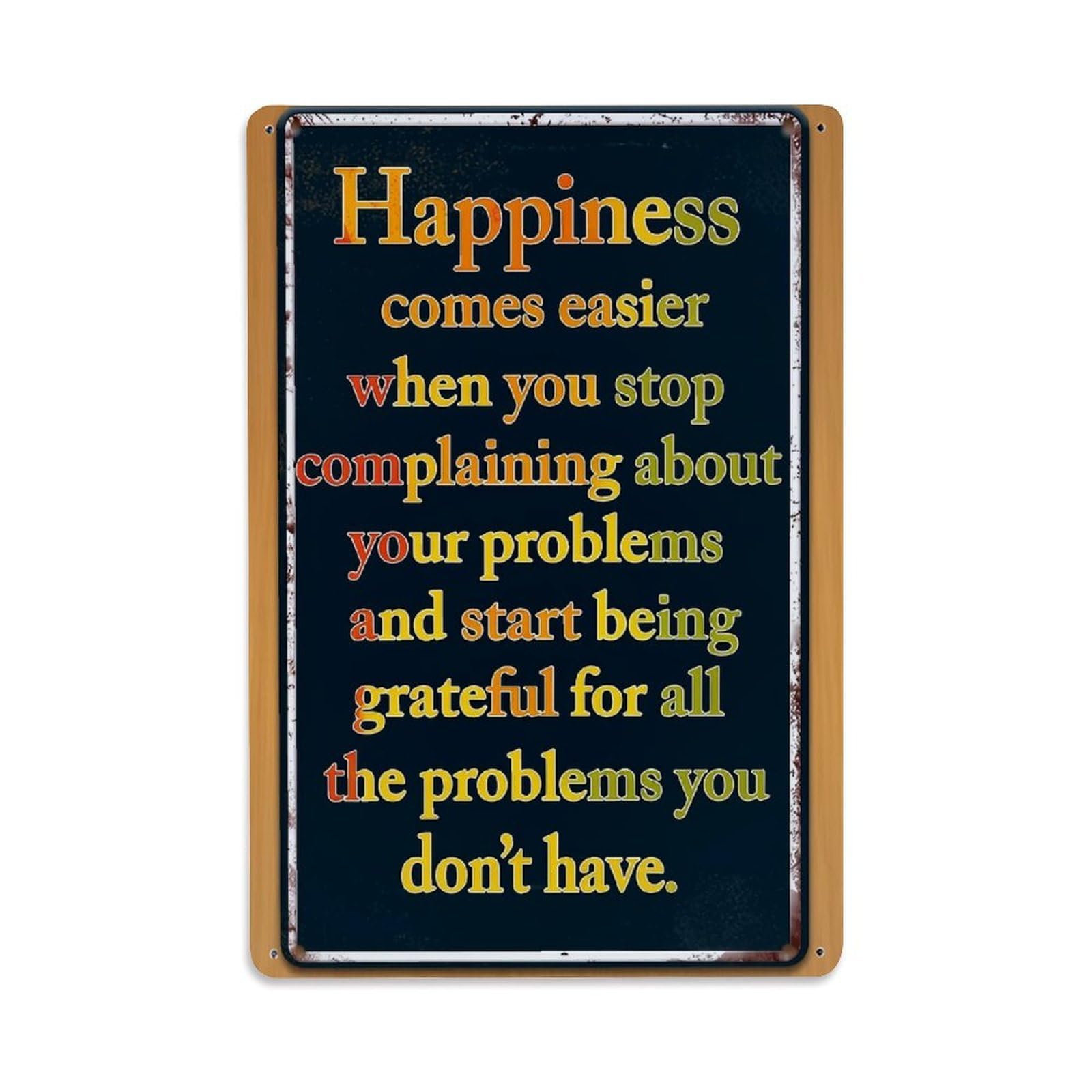 Jdfenggu Vintage Happiness Comes Easier When Retro Metal Tin Sign, Metal Poster For Bar, Home, Man Cave, Kitchen, Laundry Room Art Decor 8X12 Inch