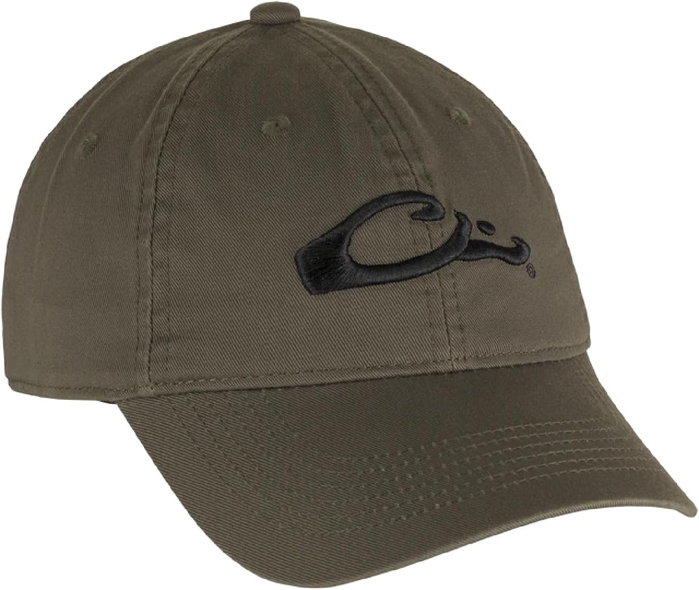 Drake Waterfowl Cotton Twill Large Logo Cap - Hunting Low Profile Contoured Bill Cotton Cap, One Size Fits Most