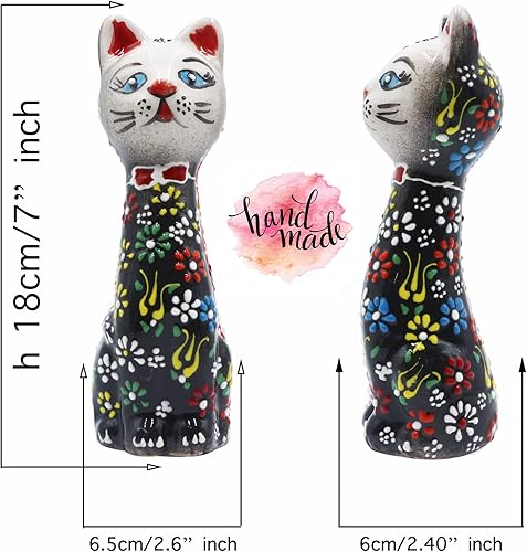 Miniatura 5 de HeraCraft Figura de gato de faraón egipcio pintada a mano, estatua de gato en miniatura de cerámica, esculturas hechas a mano, figuras