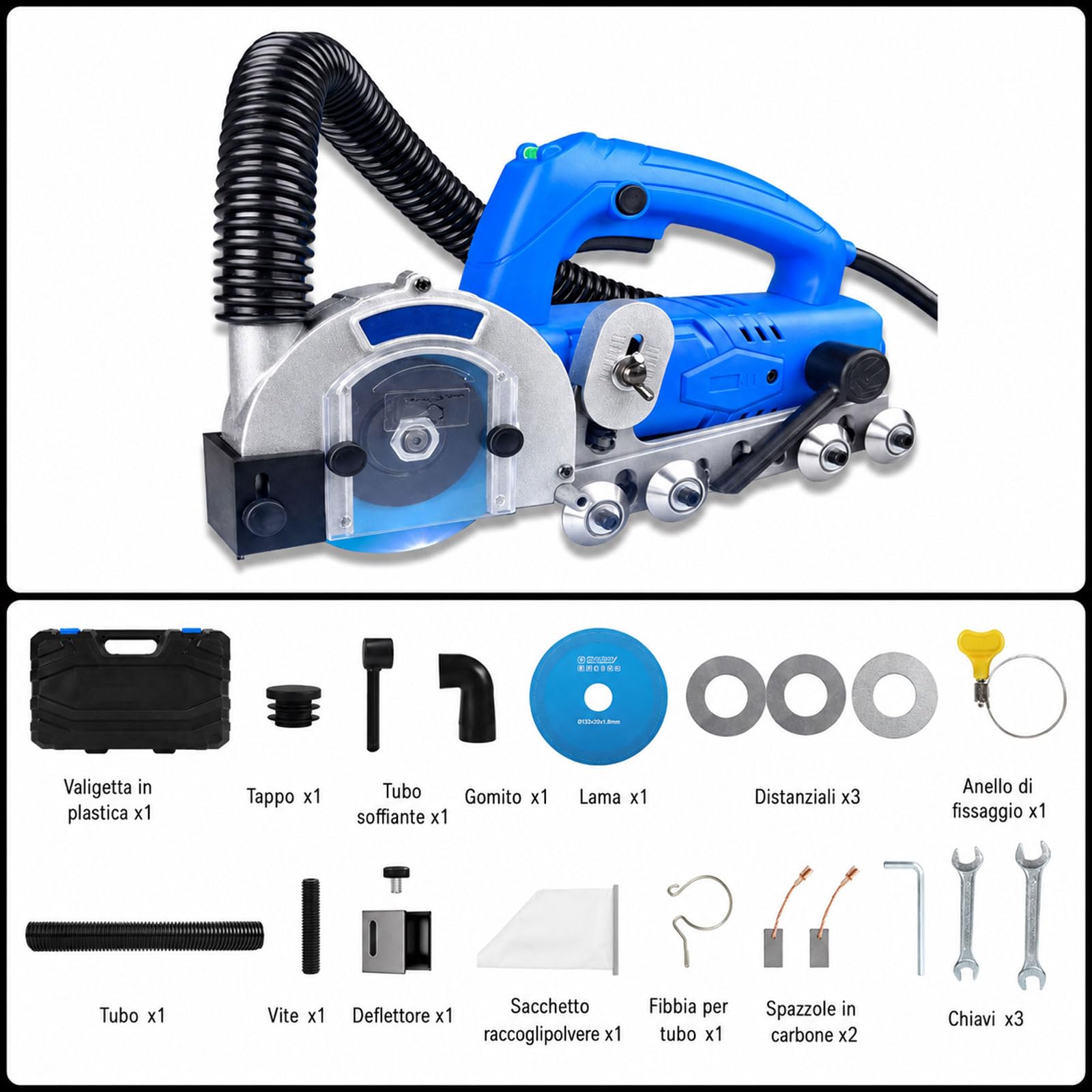 Pulitrice Elettrica Per Fughe Da 1200 W, Macchina Per L'apertura Delle Fughe Delle Piastrelle Portatile Autoaspirante Da 9000 Giri/min, Con Set Di Utensili, Macchina Per Scanalatura Multifunzionale