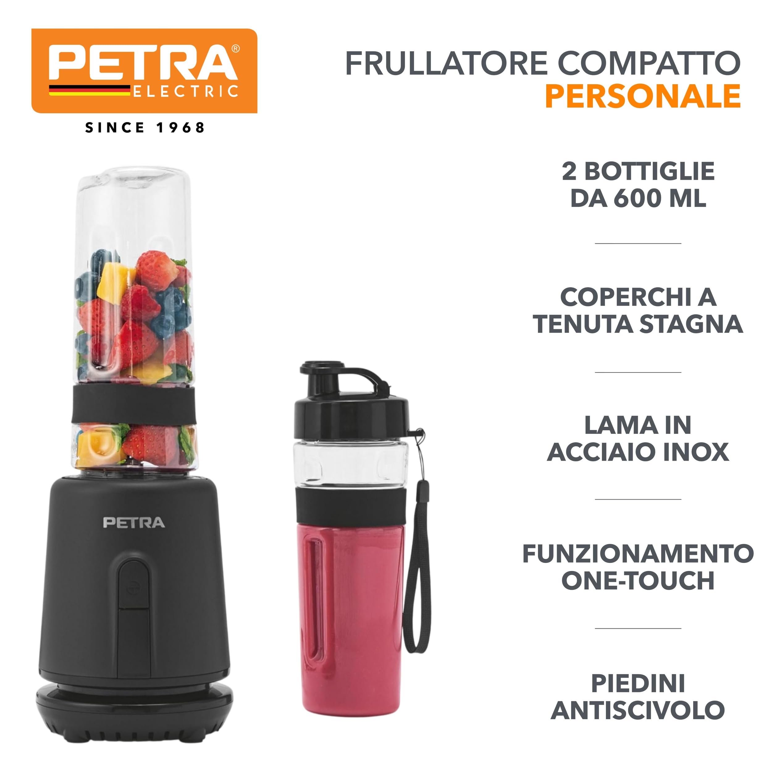 Petra Personal Blender 350 W con 2 bottiglie da 600 ml