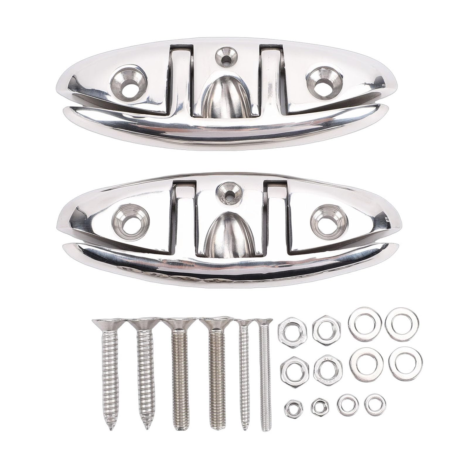 Ausla Klappbare Bootsklampe, 2 Sets 6 Zoll Flip-Up-Anlegerklampen aus 316 Edelstahl mit Gegenplatten für Kajak, Yacht, Pontonboot