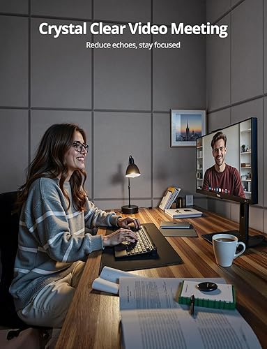 Miniatura 4 de Paneles de pared acústicos rectangulares, paneles absorbentes de sonido para paredes, techo, puertas, paquete de 12 unidades de 16 x 12 x 0.4