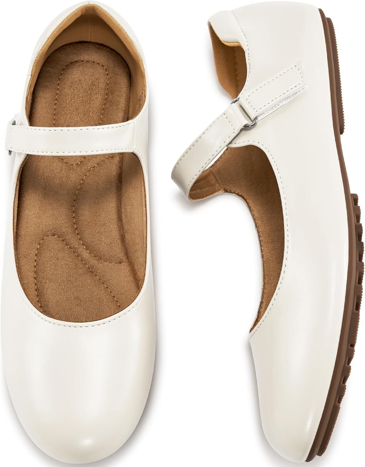 Ablanczoom Mary Jane Flats for Women: Dressy Round Toe Ankle Strap Ballet Flats Comfortable Dress Shoes for Work Office Business