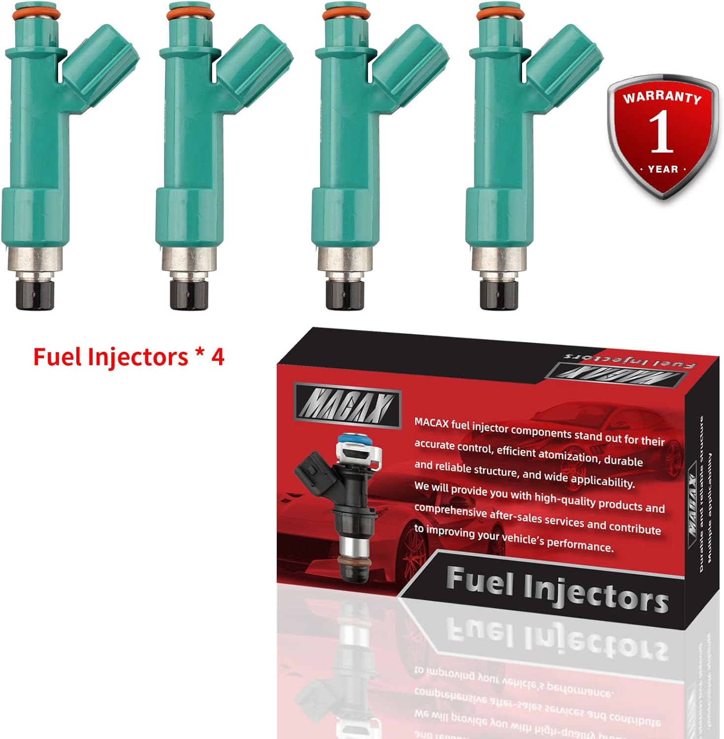 Set of 4 Fuel Injectors 23209-28080 FJ758 Replacement Compatible with Toyota Corolla Camry Rav4 Solara Scion tC 2.4L - Replaces 23250-0H060 23250-28080 800-1735N