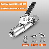 Vista 4 de Grease Gun Coupler Grease Gun Fittings Quick Lock and Release Lube Heavy Grease Gun Nozzle Tips Coupler Compatible with All Grease Guns 1/8" Npt End