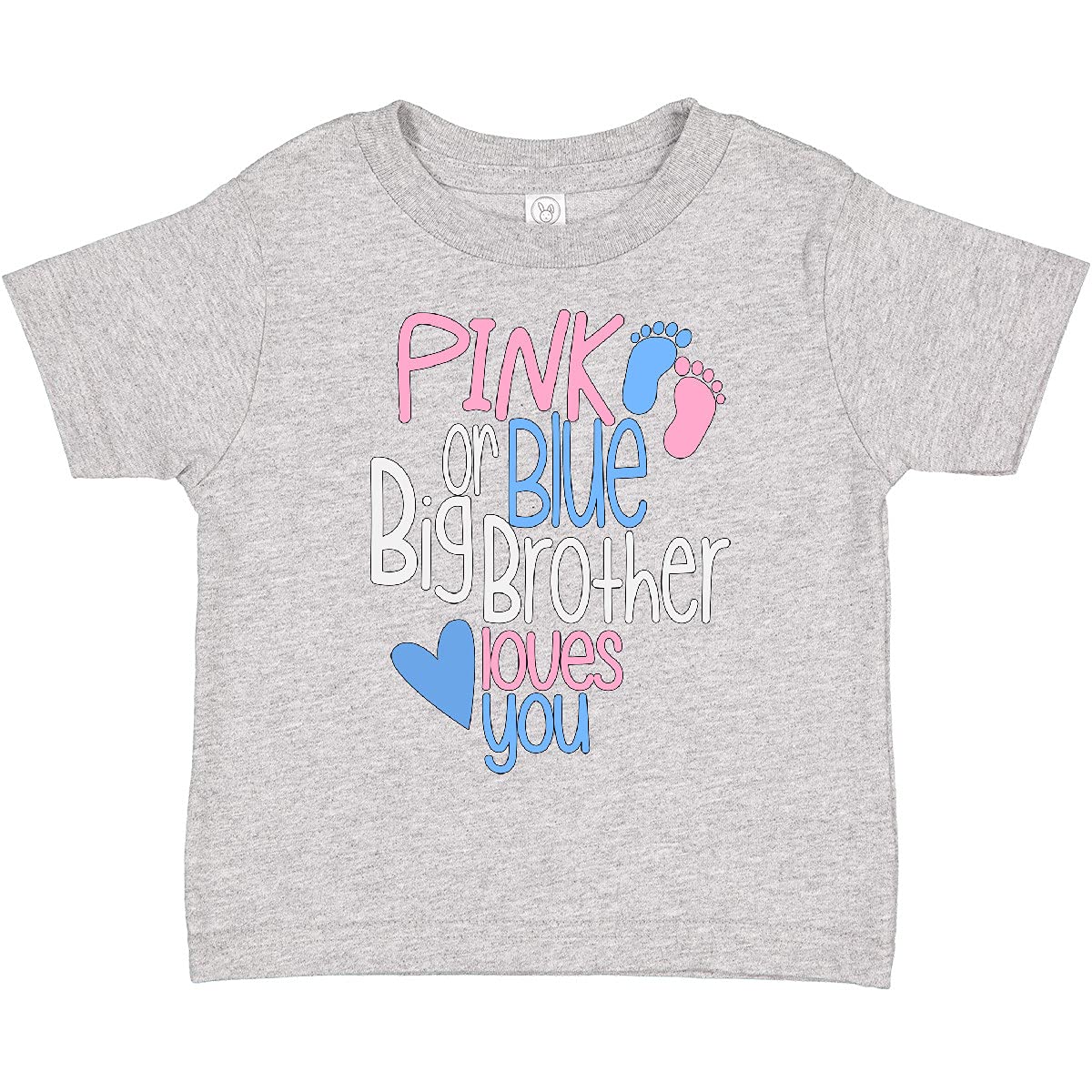 inktastic Pink or Blue, Big Brother Loves You Footprints and Toddler T-Shirt