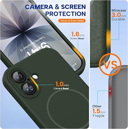 Miniatura 725 de Miracase - Funda diseñada para iPhone 11 con protector de pantalla, funda de goma de silicona líquida, protección total contra caídas y a prueba