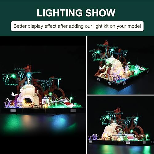 Miniatura 2 de cooldac Kit de luz para diorama de entrenamiento Lego Dagobah Jedi, iluminación LED compatible con Dagobah Jedi Training Lego 75330 (sin bloque de