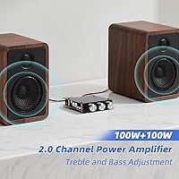 Vista 7 de ZK-1002T Bluetooth 5.0 Stereo Amplifier Board, 200W HiFi 2.0 Channel Mini Audio Amp Module with Treble & Bass Control, AUX Input, DC 12V-24V for DIY