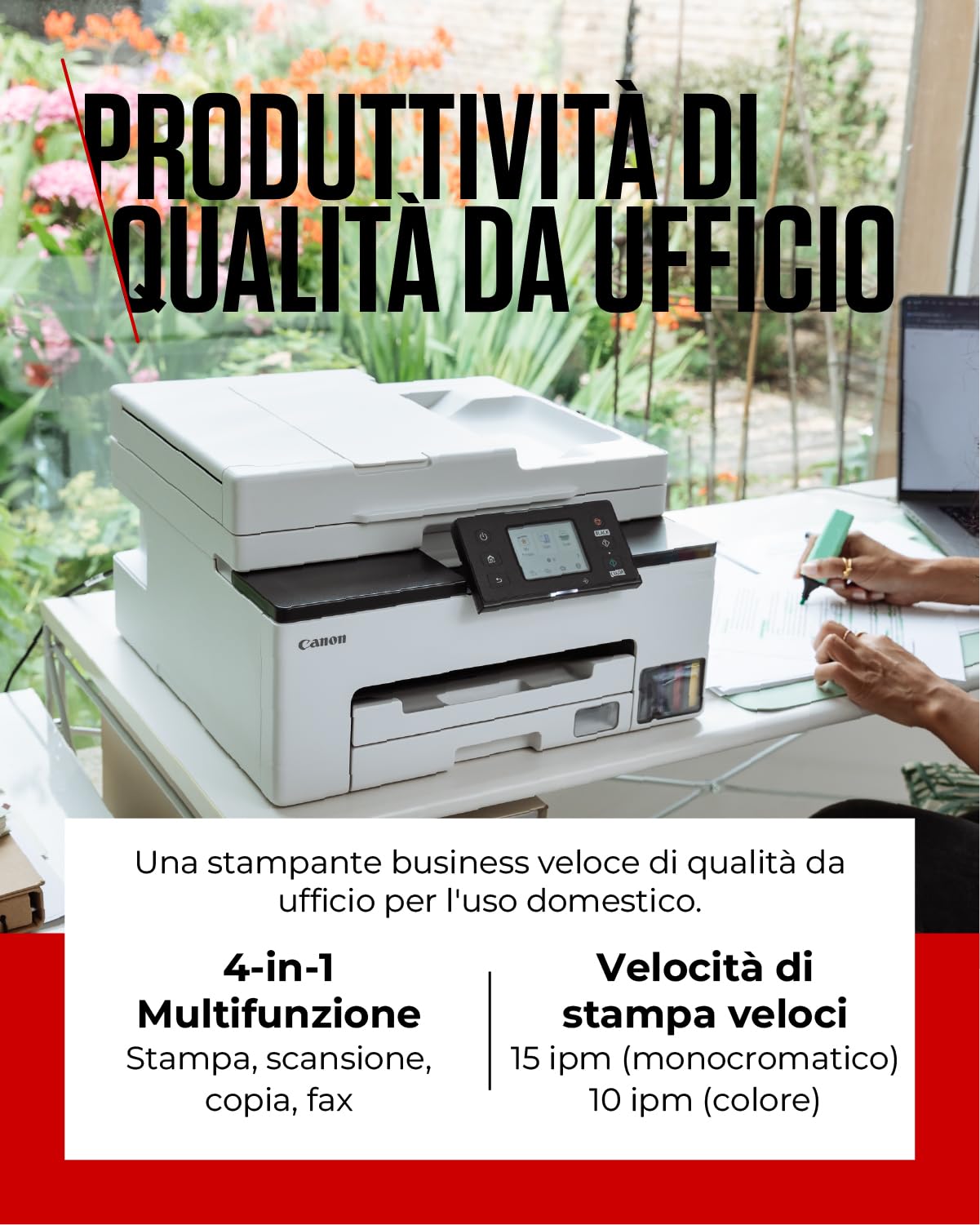 Canon Stampante WiFi per Casa e Ufficio MAXIFY GX2050 - Stampante Multifunzione MegaTank con Scanner, Fax e Fotocopiatrice per Casa | Connettività WiFi, Ethernet e USB