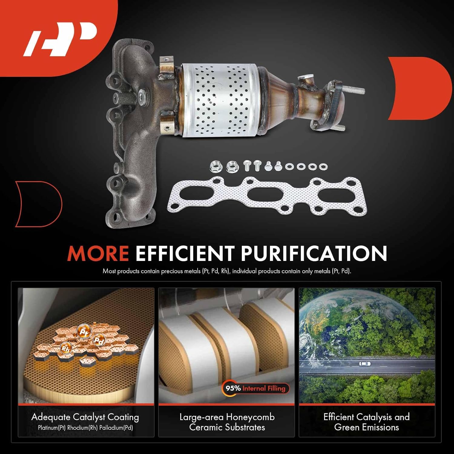 A-Premium Front Right Exhaust Manifold Catalytic Converter with Gasket Kit Direct-Fit Compatible with Ford Explorer, Edge, Taurus, Flex & Lincoln Continental, MKS, MKT, 3.5L 3.7L, E.P.A. Compliant