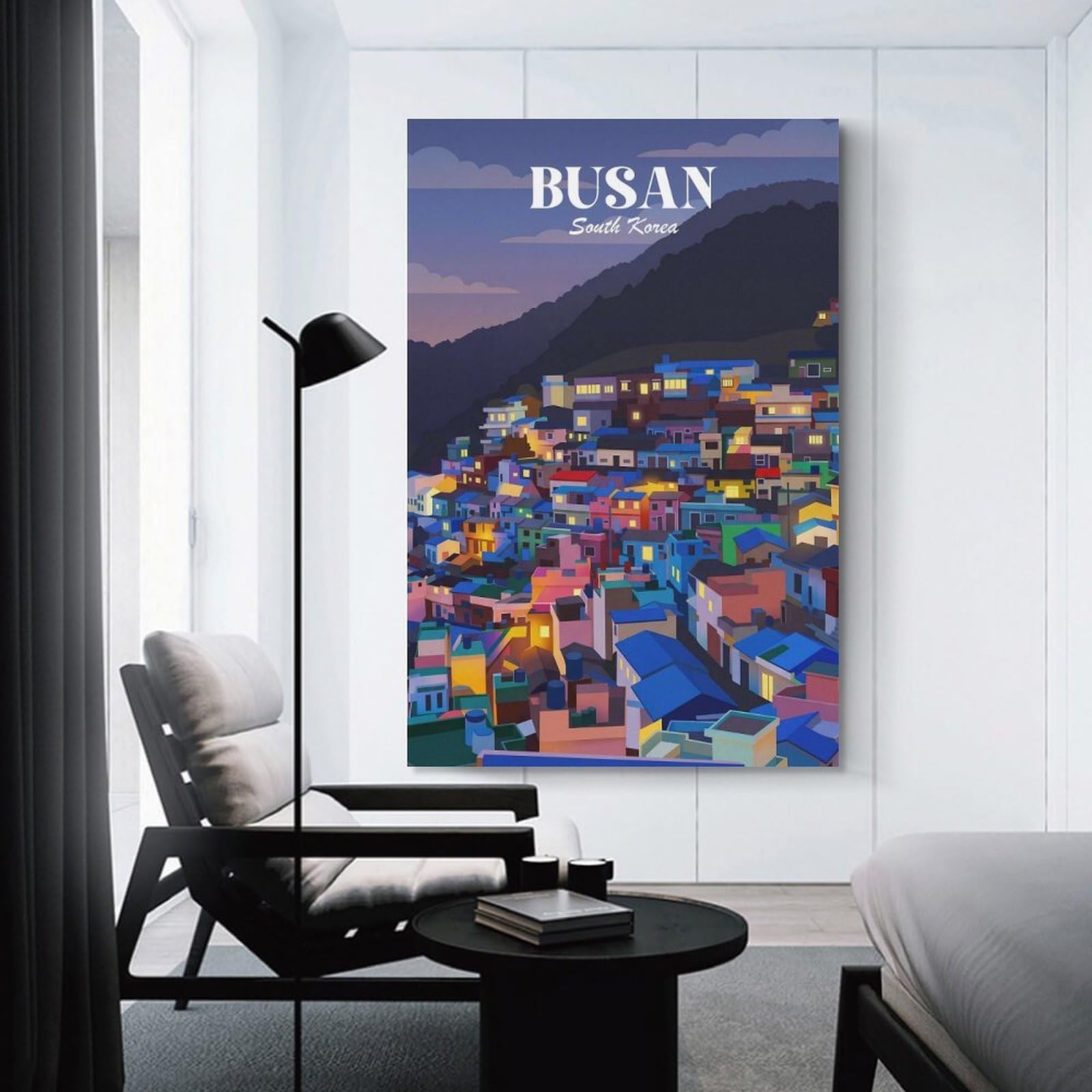 Junmoney Busan South Korea Home Decor Wall Art, 24x36inch(60x90cm), for Lounge, Bedroom Or Personal Spaces, Thoughtful Wall Decor for Art Lovers