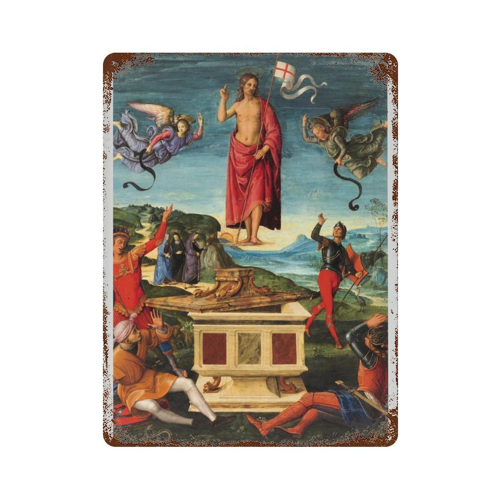 xiaoxiaoshen Vintage Resurrection of Jesus Christ Painting， Christian Wall Decor Art Metal Tin Poster Modern Home Decor Art Home Bar Shop Decorations Vintage Sign 40x30cm