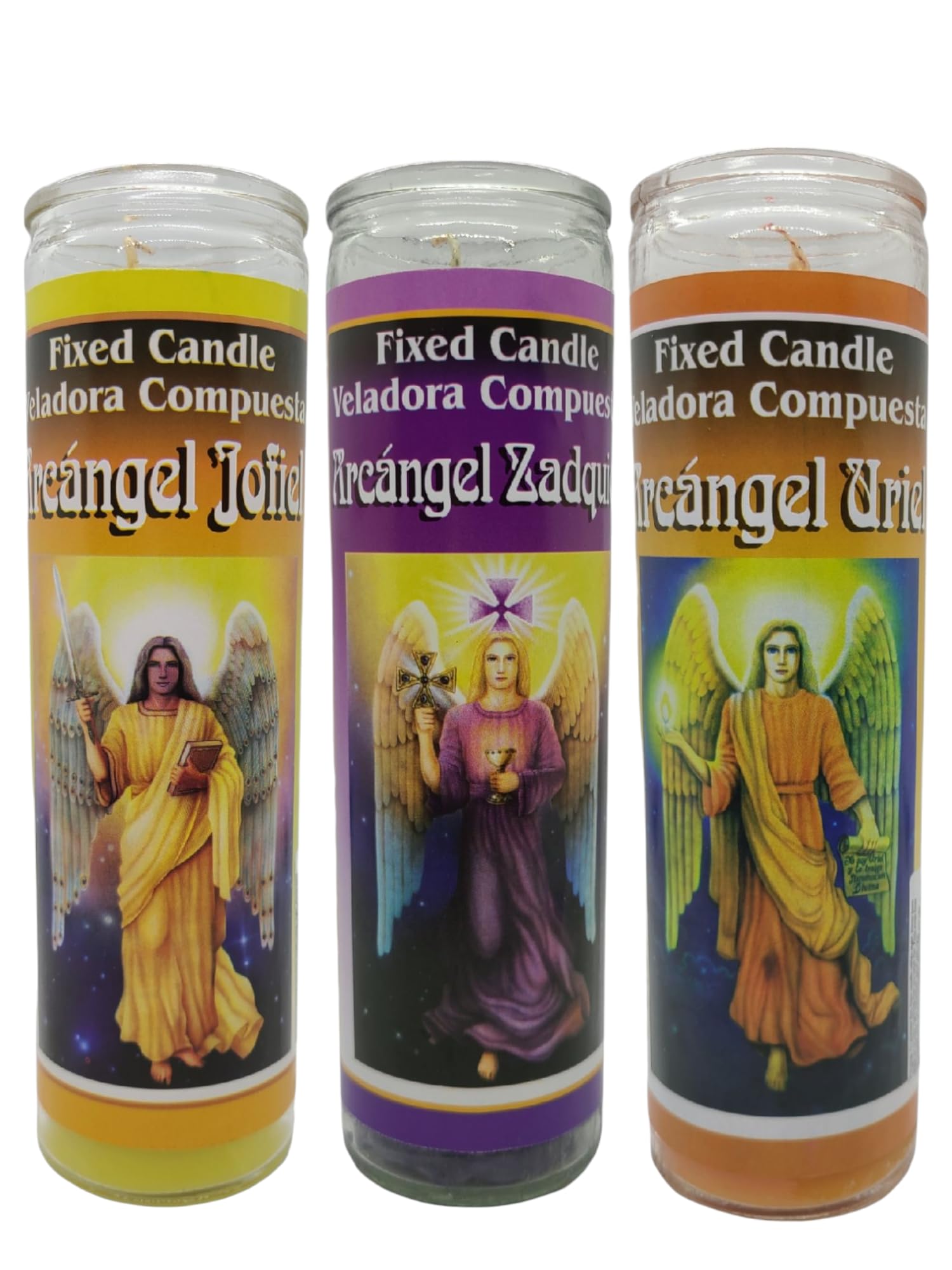 Spiritual Fixed Prayer Candles, Archangel Collection, Set of 3, Glass Jar Candles with Herbs