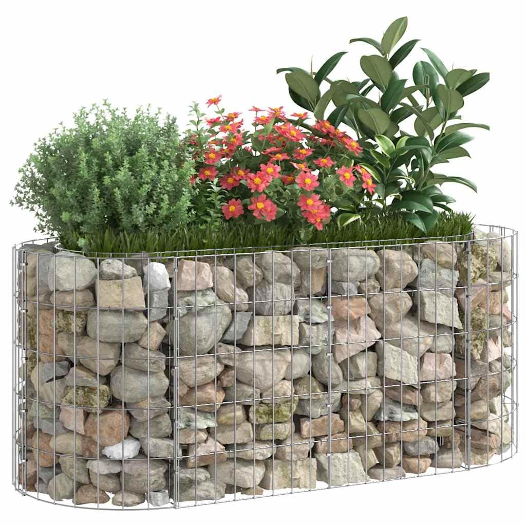Gabionen-Hochbeet aus verzinktem Eisen 120 x 50 x 50 cm, silberner Pflanzkübel für Garten, Terrasse, Balkon, Blumen, Kräuter und Gemüse, robuster Außenbereich