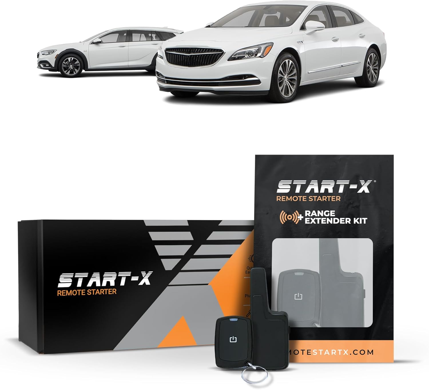 Start-X Remote Starter Kit + 2000ft 1 Way Range Extender for Buick Lacrosse (2010, 2011, 2012, 2013, 2014, 2015, 2016, 2017, 2018, 2019) & Regal (2011-2020) Vehicles with Push-to-Start Ignition