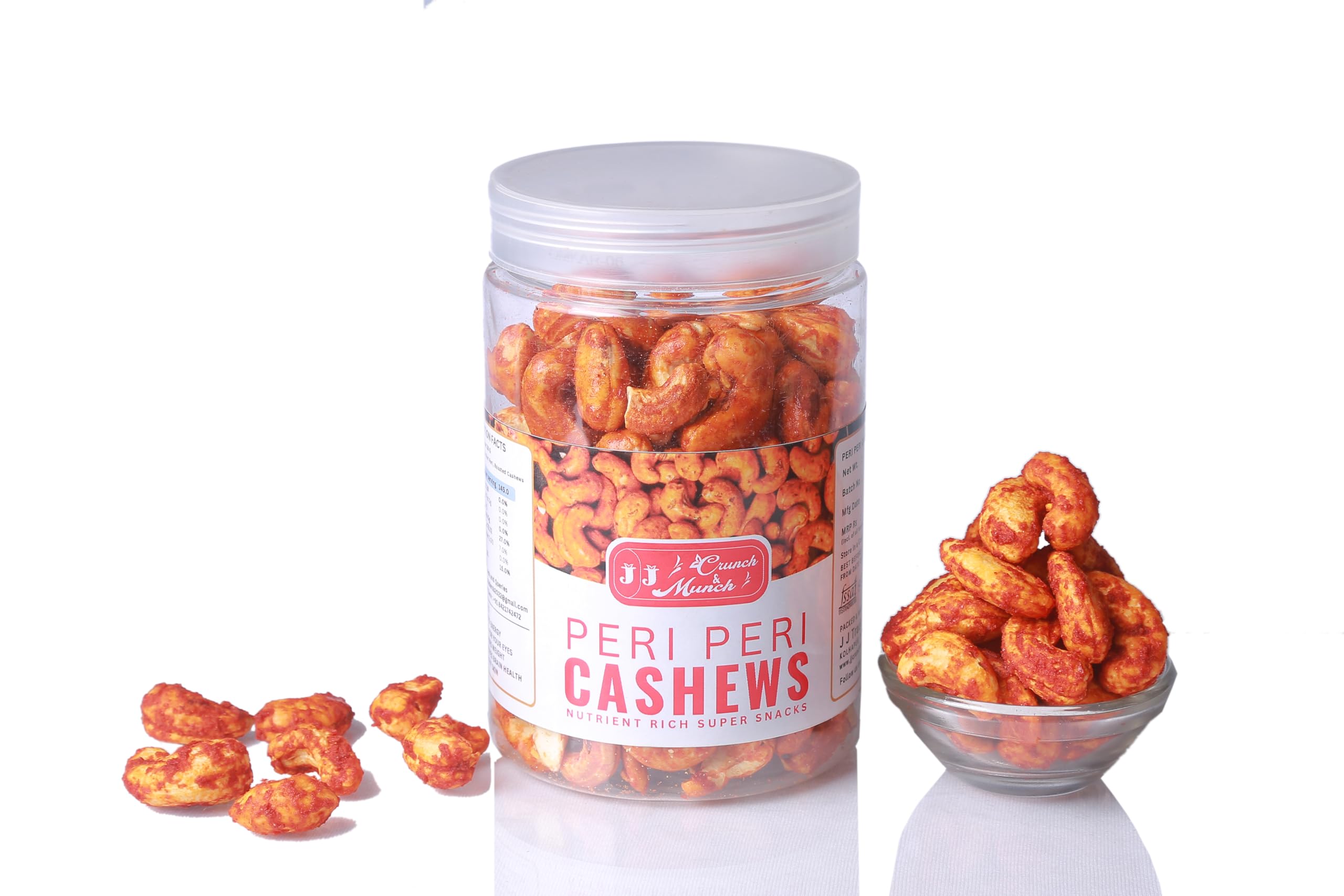 J J crunch N munch Peri Peri Cashew Jar - 250 Grams | Kaju roasted in olive oil, not fried | Healthy dryfruit snack | Diet friendly | Premium Gift | Birthday, Anniversary, Wedding (3) 3