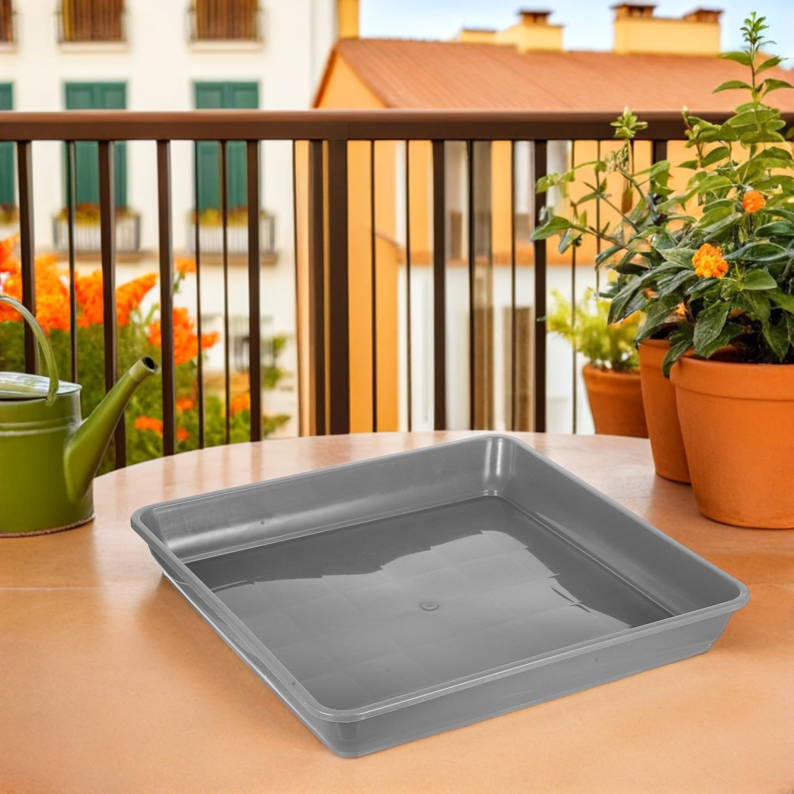 VANZACK Kunststoff Untersetzer 2 Stück Pack Quadratisch Pflanzgefäß Abtropfschale für Sukkulenten und Bonsai Wiederverwendbar mit Verstärktem Boden für Garten und Innenräume