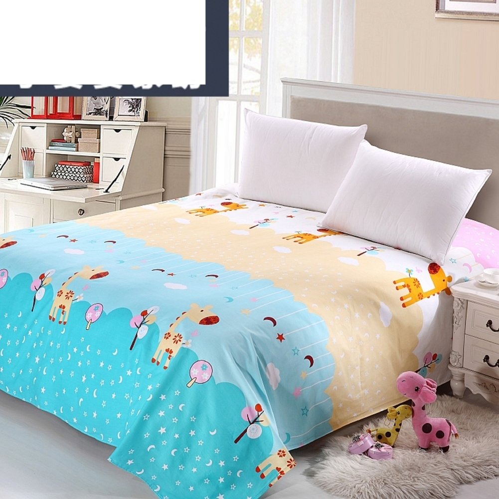 Drap en coton doux 250x230 cm anti-transpiration à motifs plantes fraîches