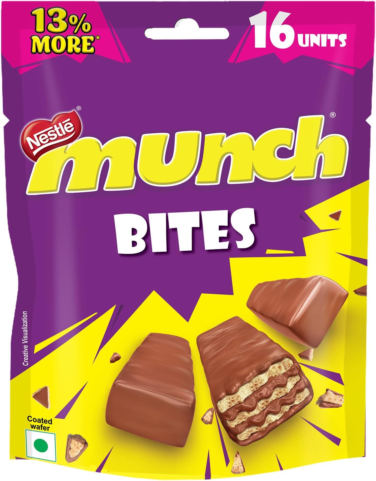 Nestlรฉ MUNCH Bites | Choco Coated Crunchy Wafer Share Pack | Enjoy Crunchy Treats, 158.4g / 168.3g | 16 Units / 17 Units (Product Weight May Vary)