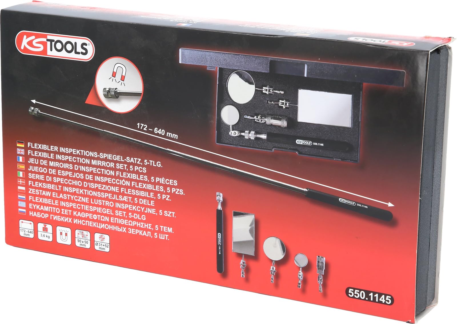 KS Tools 550.1145 zestaw elastycznych lusterek inspekcyjnych, 5-częściowy