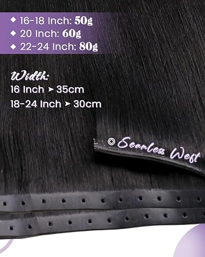 Miniatura 43 de LaaVoo Extensiones de cabello humano real para coser, extensiones de cabello humano de doble trama, color negro azabache, 18 pulgadas, 3.53 onzas