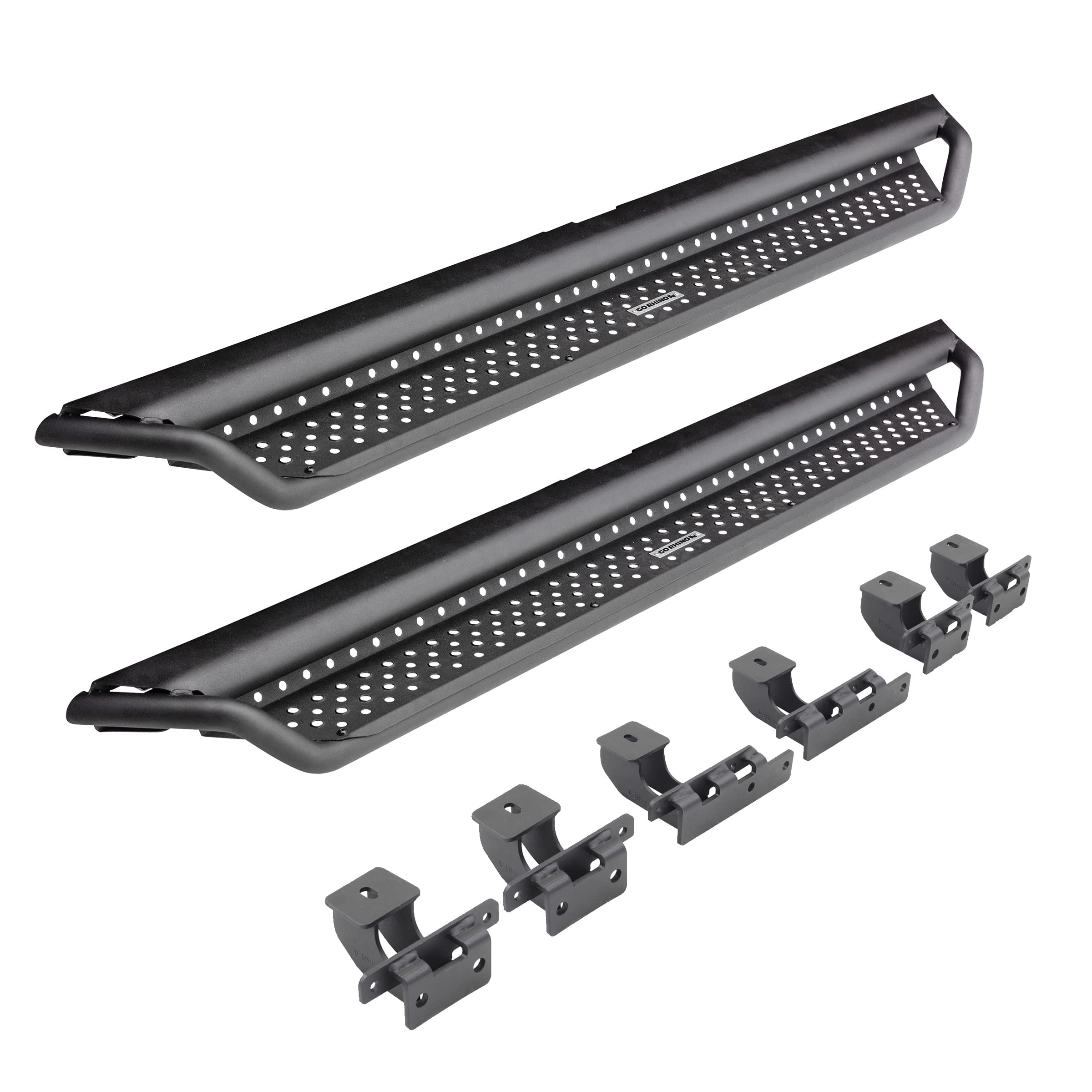 Go Rhino Dominator Xtreme D1 Sidestep & Brackets | Mild Steel, Textured Black | D14436T | Fits 2022-2024 Toyota Tundra Crew Max Pickup