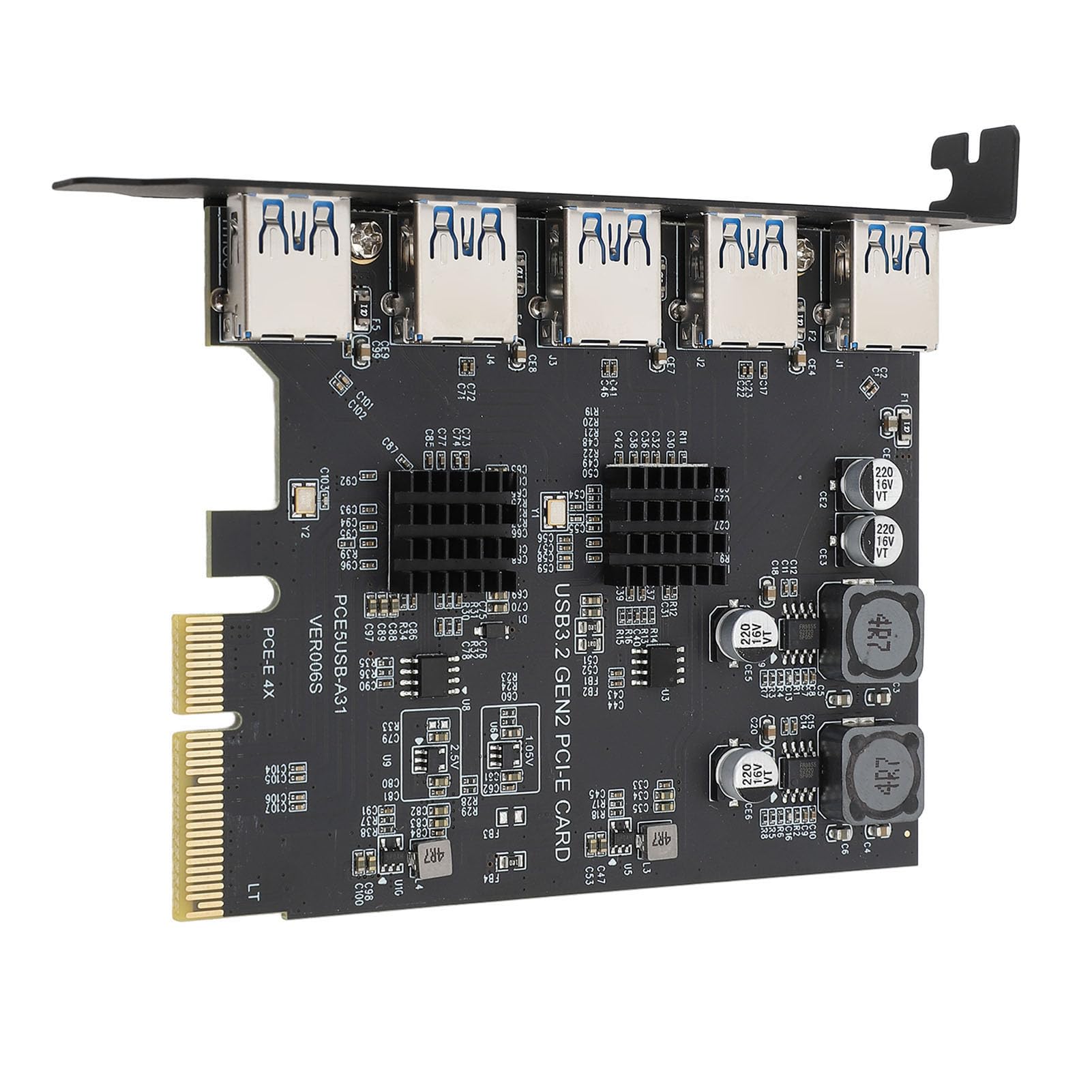 Garsent Scheda di Espansione USB 3.2 Gen 2 Scheda Adattatore PCIe 4X A 5 Porte 10 Gbps Tipo A per 7 10 11, Chip ASM3142, Trasferimento Dati Veloce