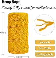 Vista 3 de Cuerda de yute natural de 0.079 pulgadas y 328 pies para manualidades, cuerda de yute de colores de 3 capas para envoltura de regalos, jardinería