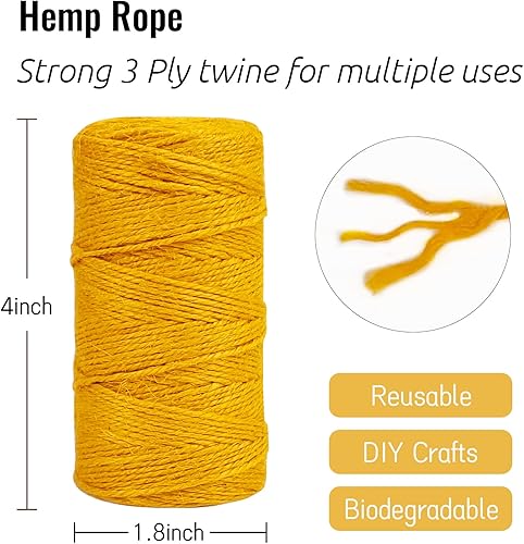 Miniatura 3 de Cuerda de yute natural de 0.079 pulgadas y 328 pies para manualidades, cuerda de yute de colores de 3 capas para envoltura de regalos, jardinería,