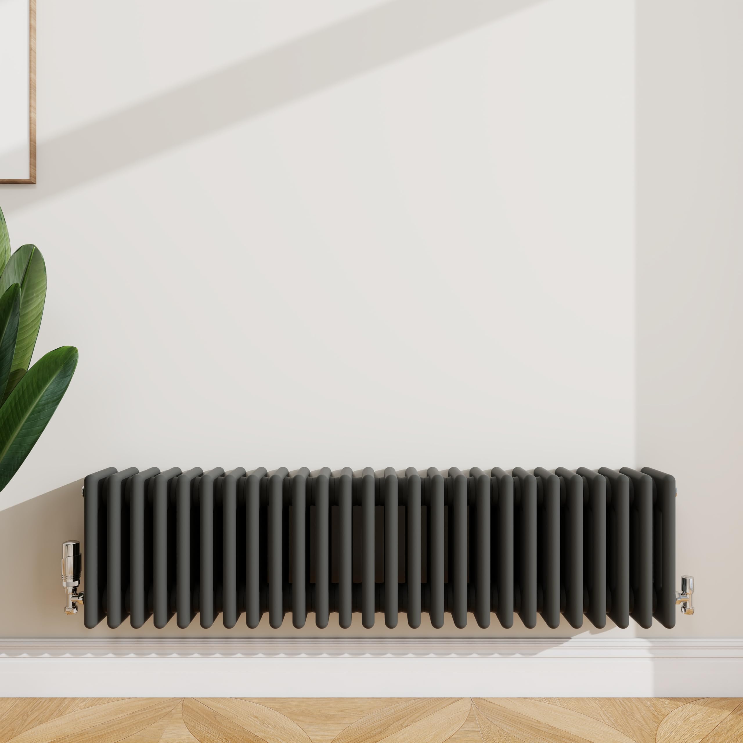 SLINE SANITARY 300x1460mm Cast Iron Style Traditional 4 Column Horizontal Anthracite Central Heating Radiator