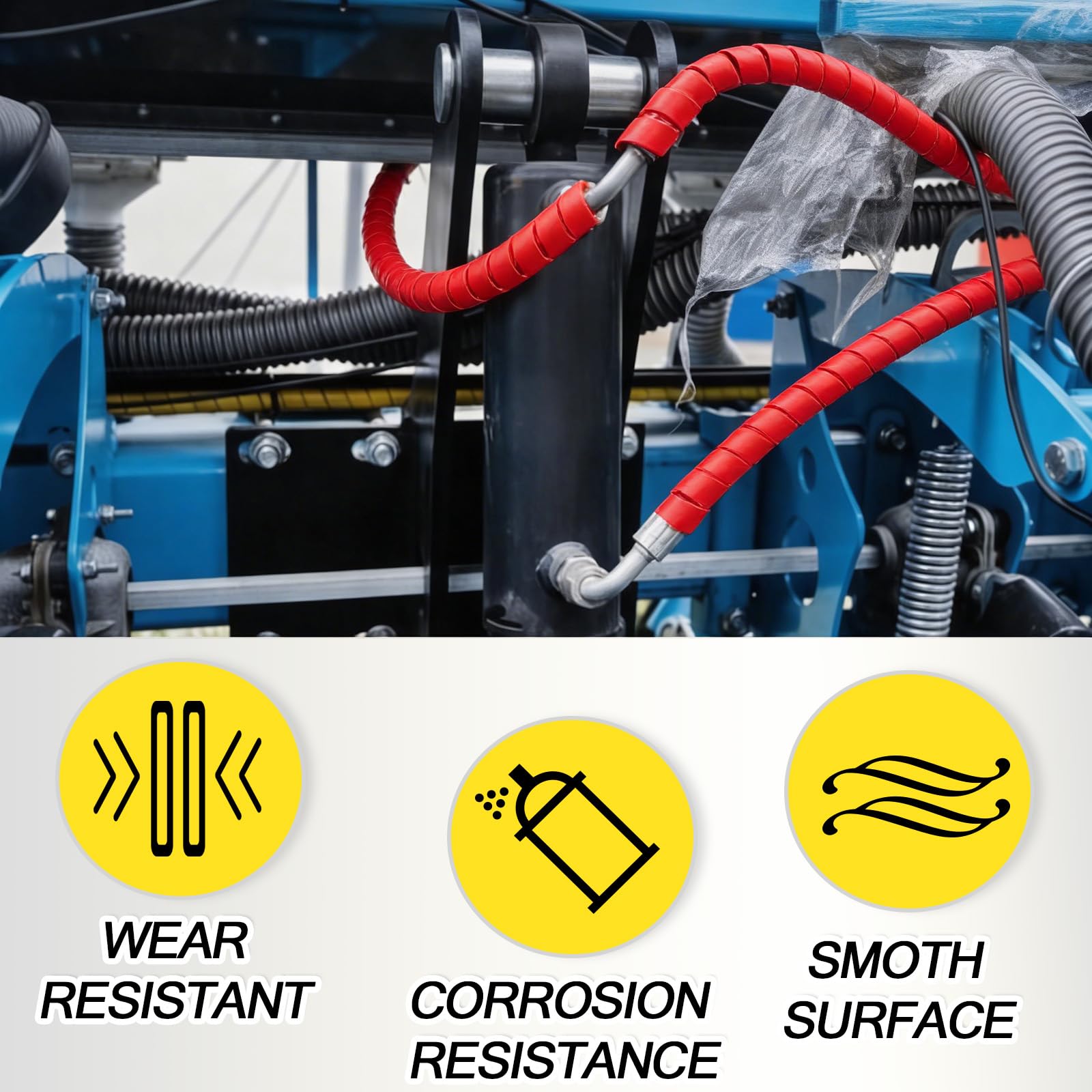 Pangda Protezione per cavo flessibile a spirale da 6,5 m, resistente, per tubi idraulici, tubi a spirale resistenti all'abrasione per tubi idraulici, cavi elettrici, automotive