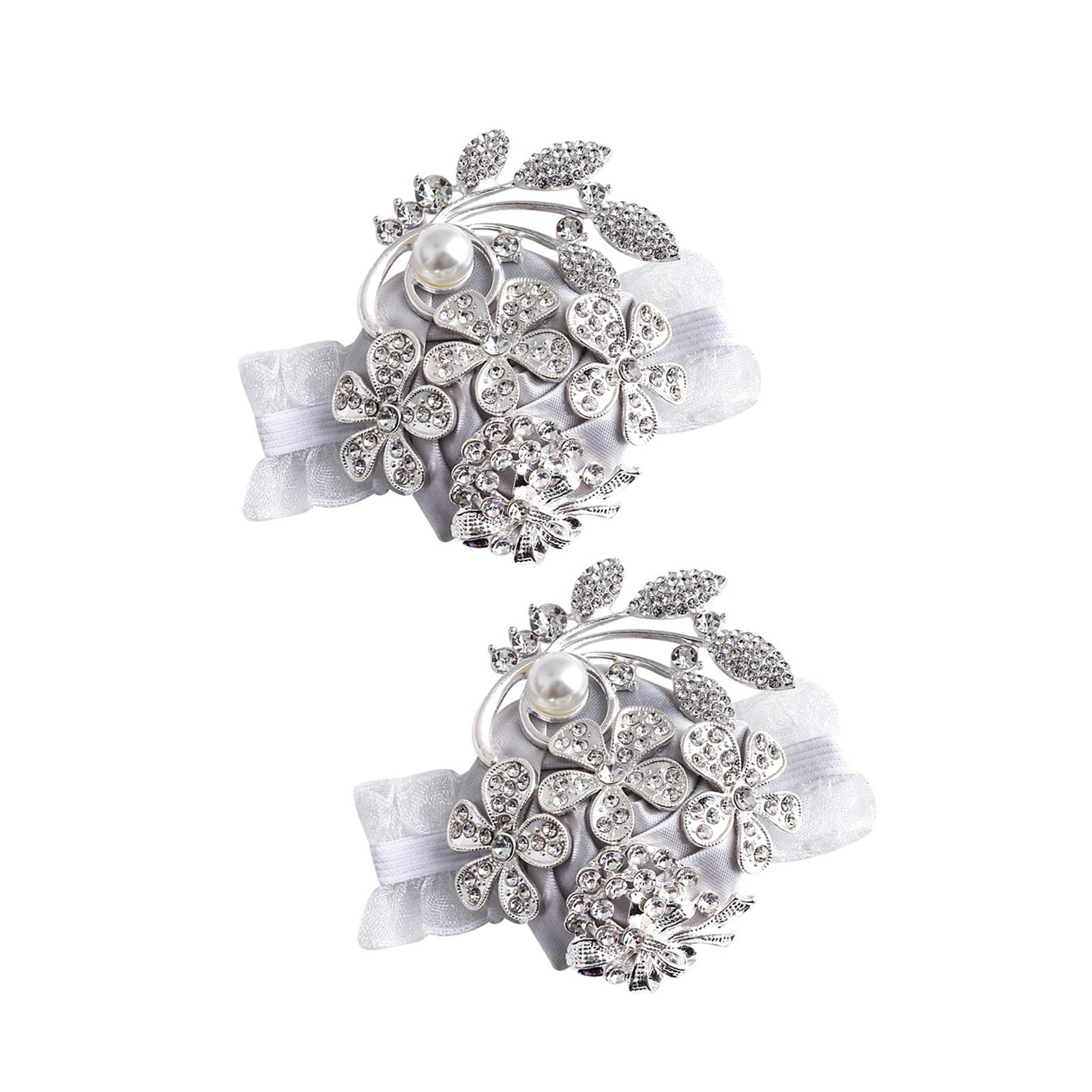 Kalttoy Realistic Pearls Ribbon Wrist Corsages Ribbon Pearls Wristlets for Bridal Showers Wedding Ceremony Party Supplies Bridesmaids Wrist Flowers
