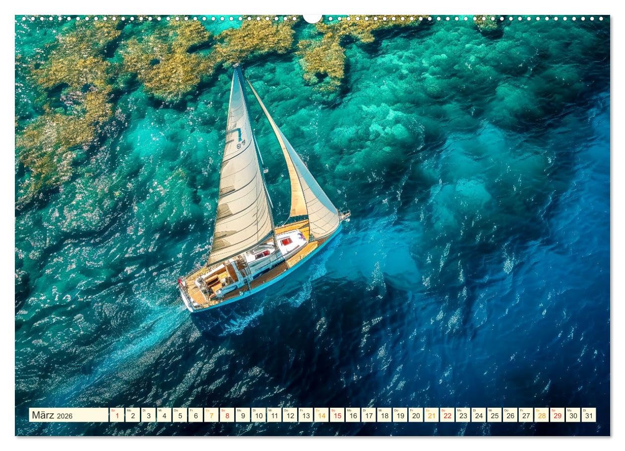 Segeln - schöne Momente (hochwertiger Premium Wandkalender 2026 DIN A2 quer), Kunstdruck in Hochglanz: Sonne, Wind und Wellen bis zum Horizont. (CALVENDO Sport)